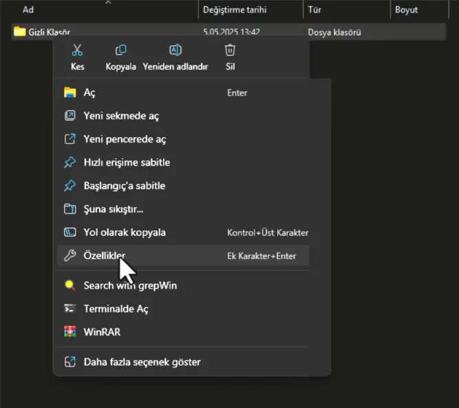 Windows 11 Klasör Gizleme