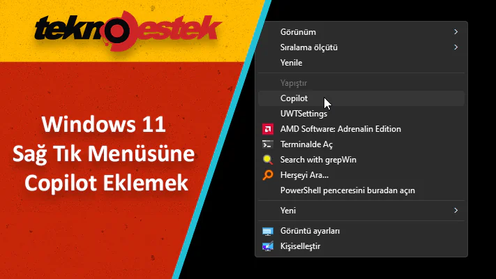 Sağ Tıklama Menüsüne Copilot Eklemek