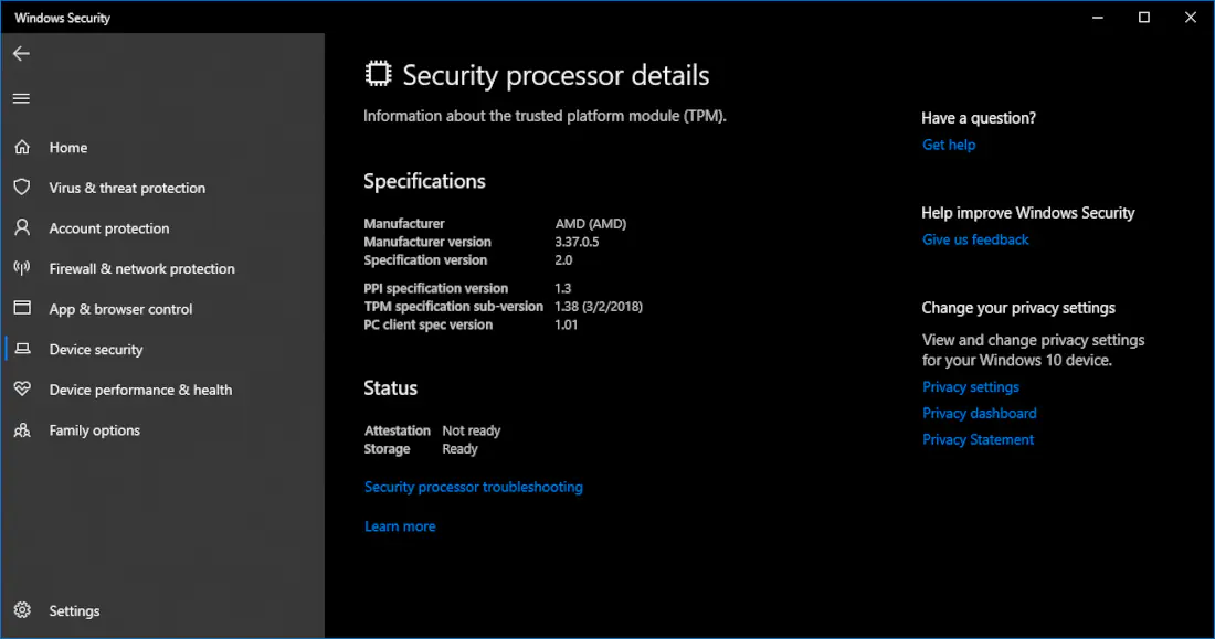 Windows 11 Sistem Bilgileri penceresinde TPM modülünün etkinliğini gösteren bir ekran görüntüsü.