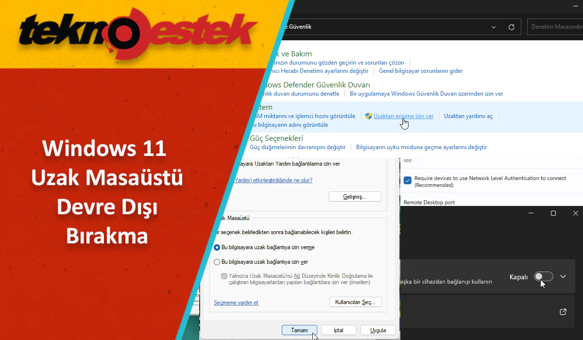 Uzak Masaüstü Devre Dışı Bırakma