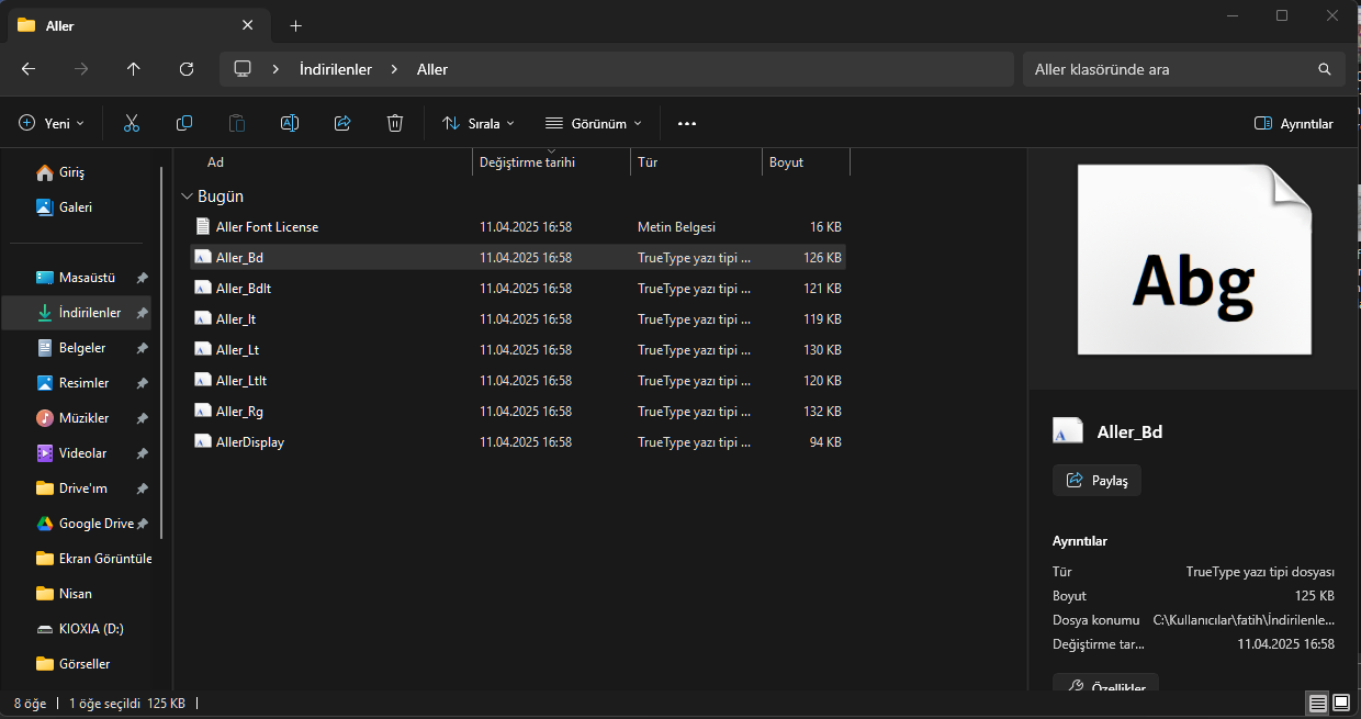 Windows 11 Yazı Tipi Değiştirme