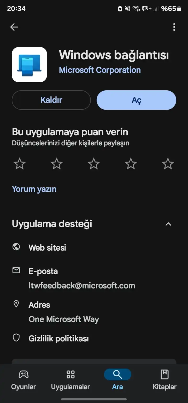 Windows Bağlantısı İndirme PlayStore