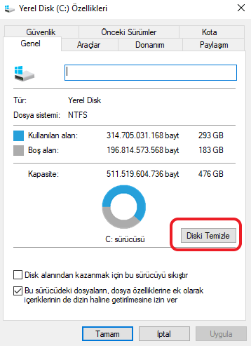 Windows Hata Kodu 0x80070057 Çözümü için Sürücü Alanını Temizleme