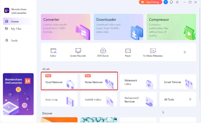Wondershare UniConverter 14 ün yeni Gürültü Giderici özelliği ile arka planda karışan arabalara rüzgara yağmura ve diğer seslere veda edebiliriz