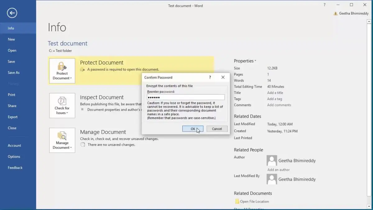 Word Dosyasını Şifreleme