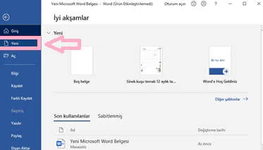 Word'de takvim oluşturma