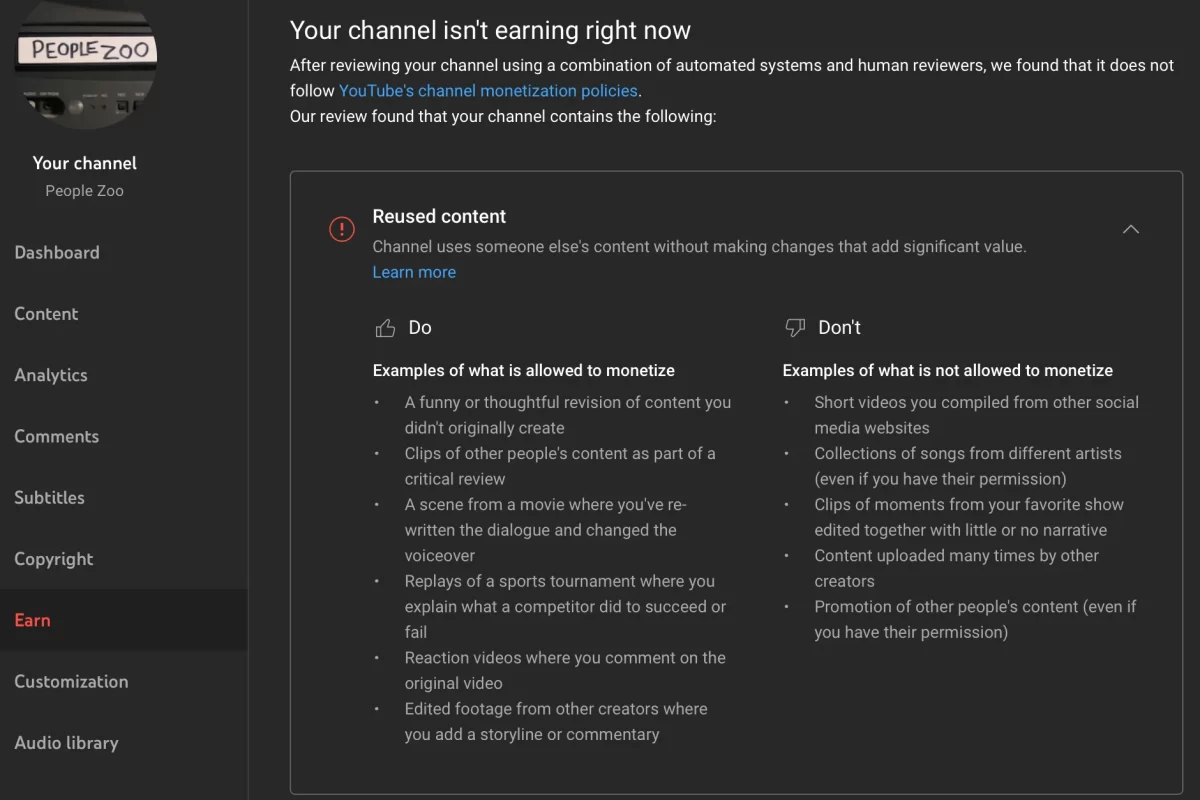 YouTube Tekrar Kullanılan İçerik Sorunu