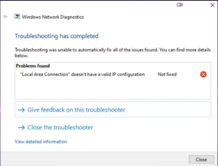 Yerel Ağ Bağlantısında Geçerli Bir IP Yapılandırması Yok