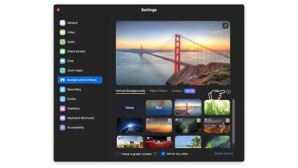Zoom'da arka plan değiştirme ayarları