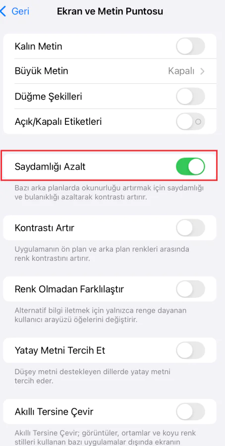 İOS Denetim Merkezi Saydamlık