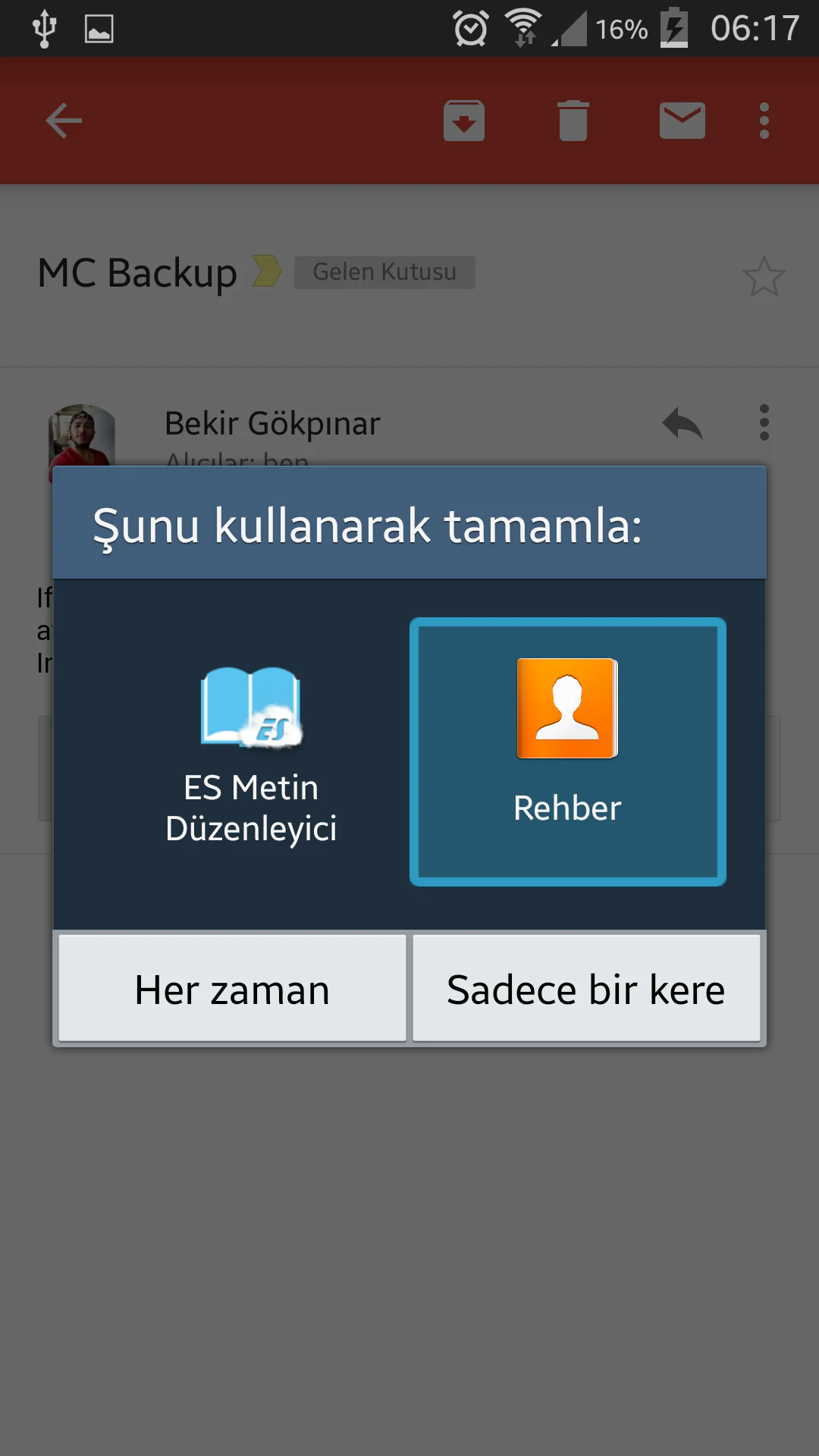 rehber yedeğini rehbere aktarma