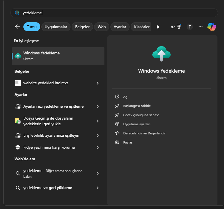Bilgisayarınızı Harici Bir Sabit Sürücüye Yedekleme