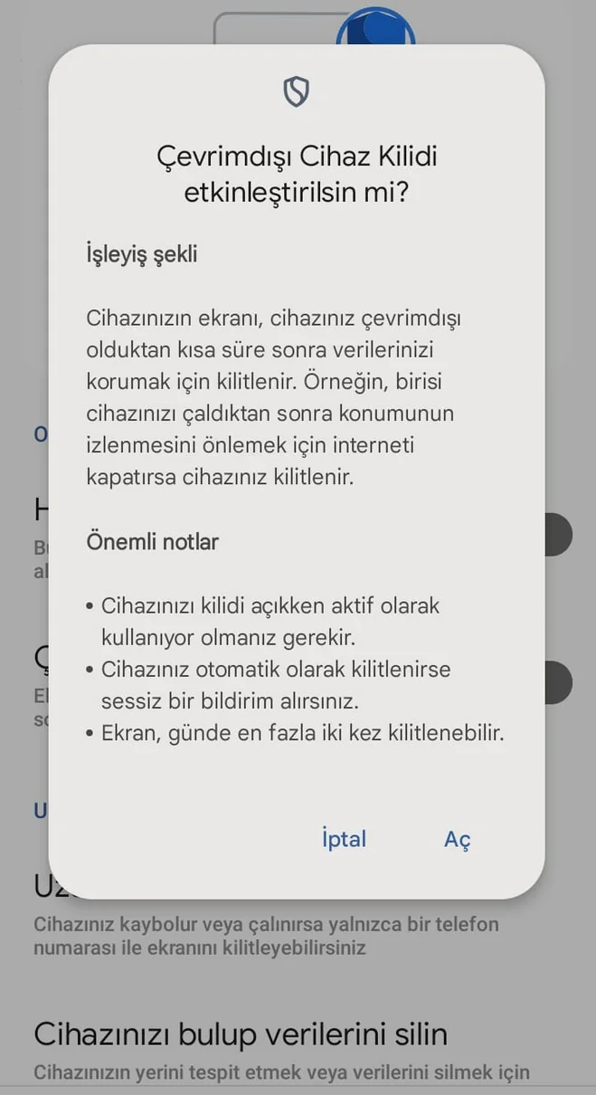 Çevrim Dışı Cihaz Kilidi