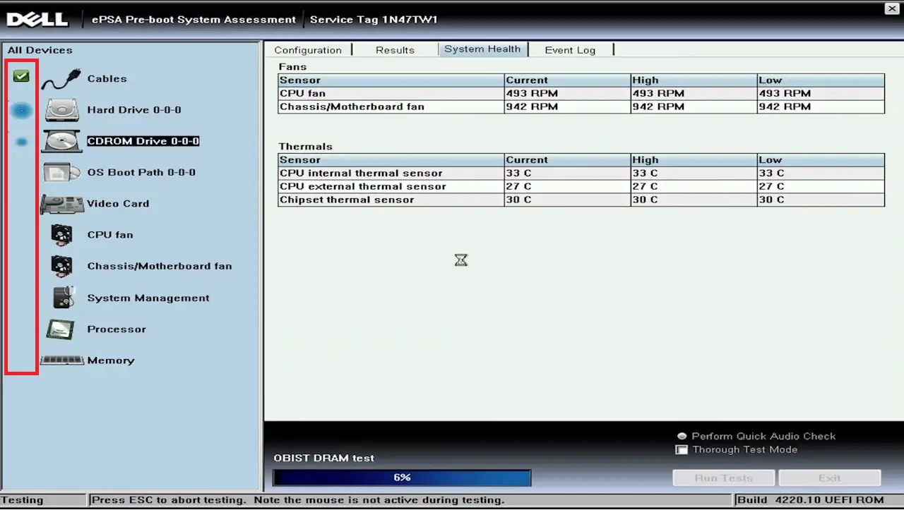 Dell pc de donanım testi