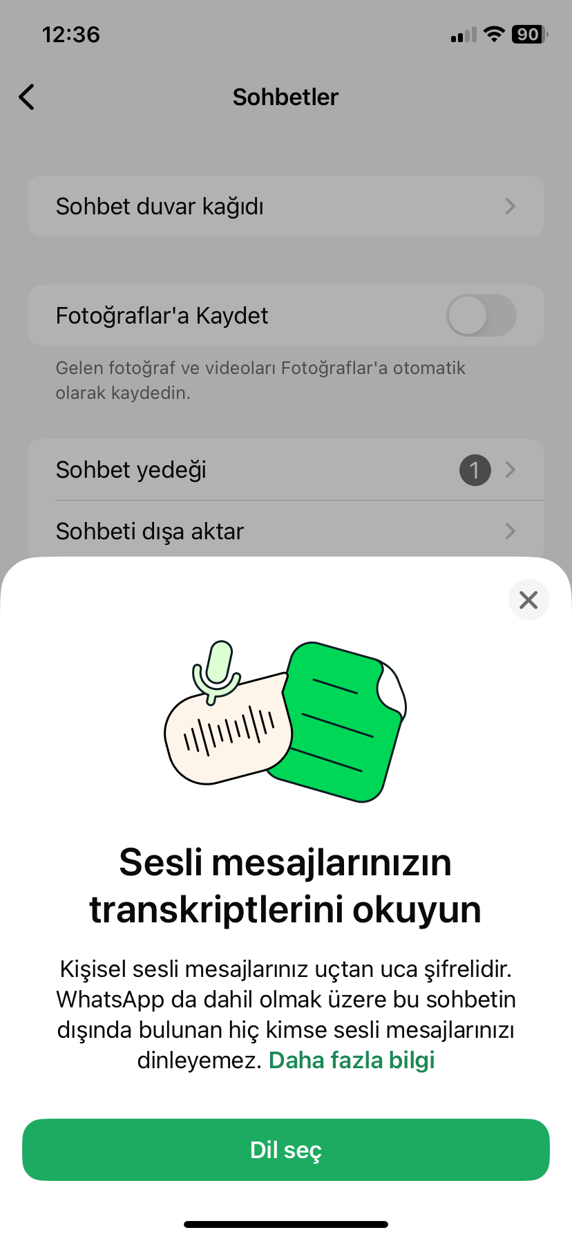 Whatsapp sesli mesajları metne çevirme özelliği nasıl kullanılır