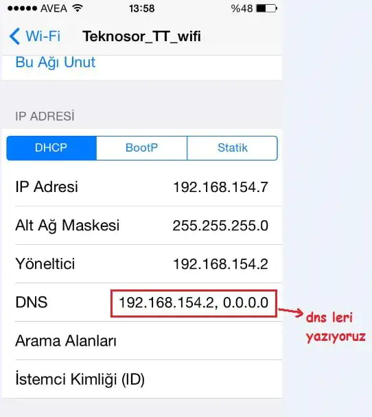 iphone DNS Tanımlama