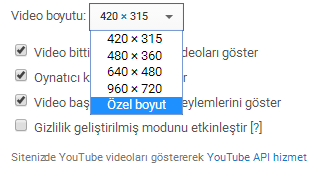 Youtube Dosya biçimi ve boyutu