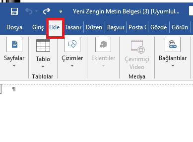 Word Belgesine Simge Ekleme