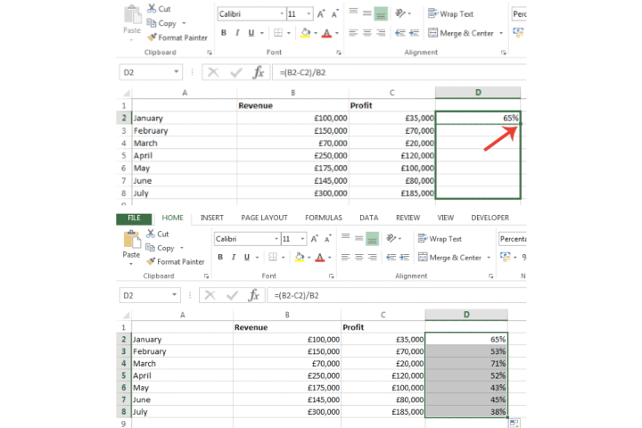 Excel Yüzde Hesaplama