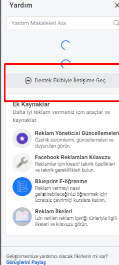 Facebook Desteği İle İletişim Kurma