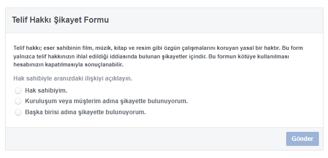 Facebook Telif Hakkı Şikayeti Nasıl Yapılır