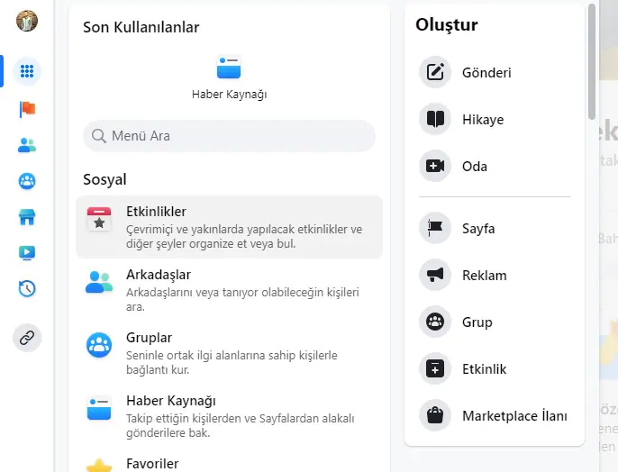 Facebook etkinlik açma