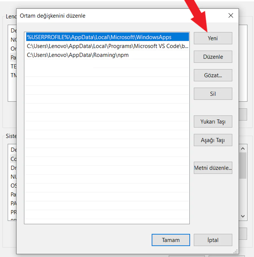 Flutter Windows Ortam Değişkenine Ekleme