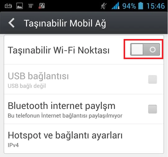 General Mobile Hotspot açma