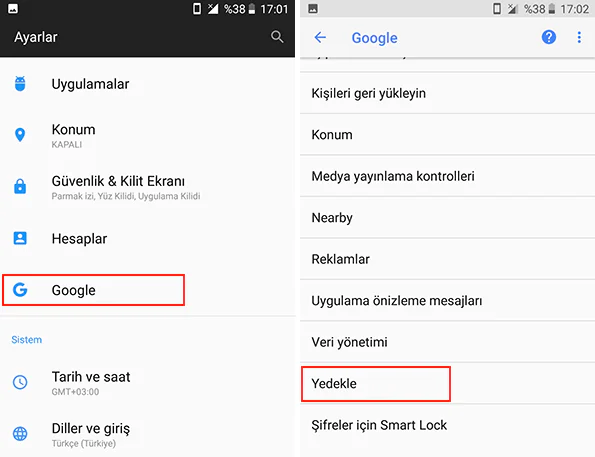 Google Yedeklemelerini Kullanma