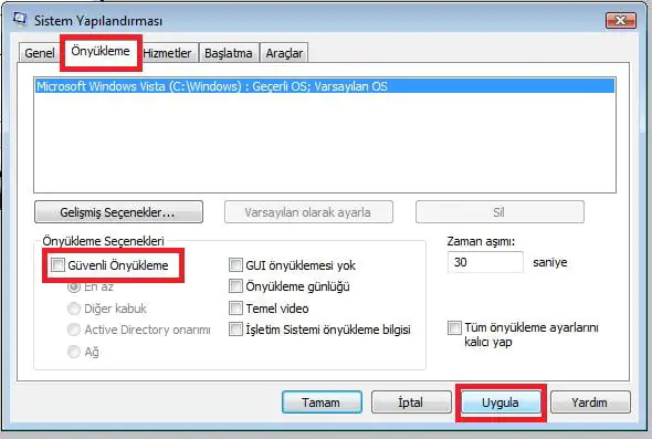 Windows8.1 Güvenli Modu kapatmak