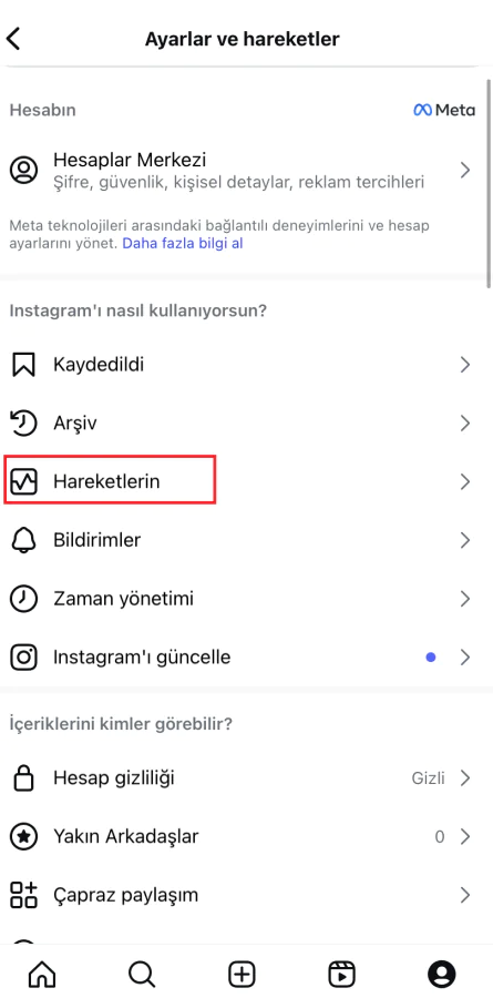 Instagram izleme geçmişini görme