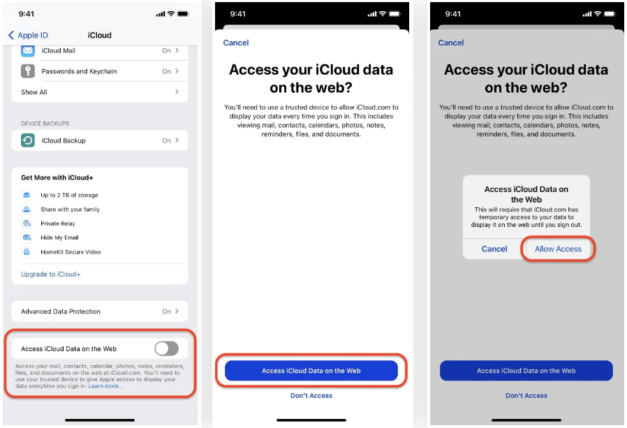 iCloud web arayüzüne erişim sorununu gösteren bir ekran görüntüsü.