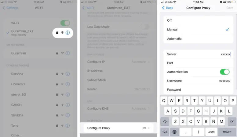 iPhone Proxy Ayarları