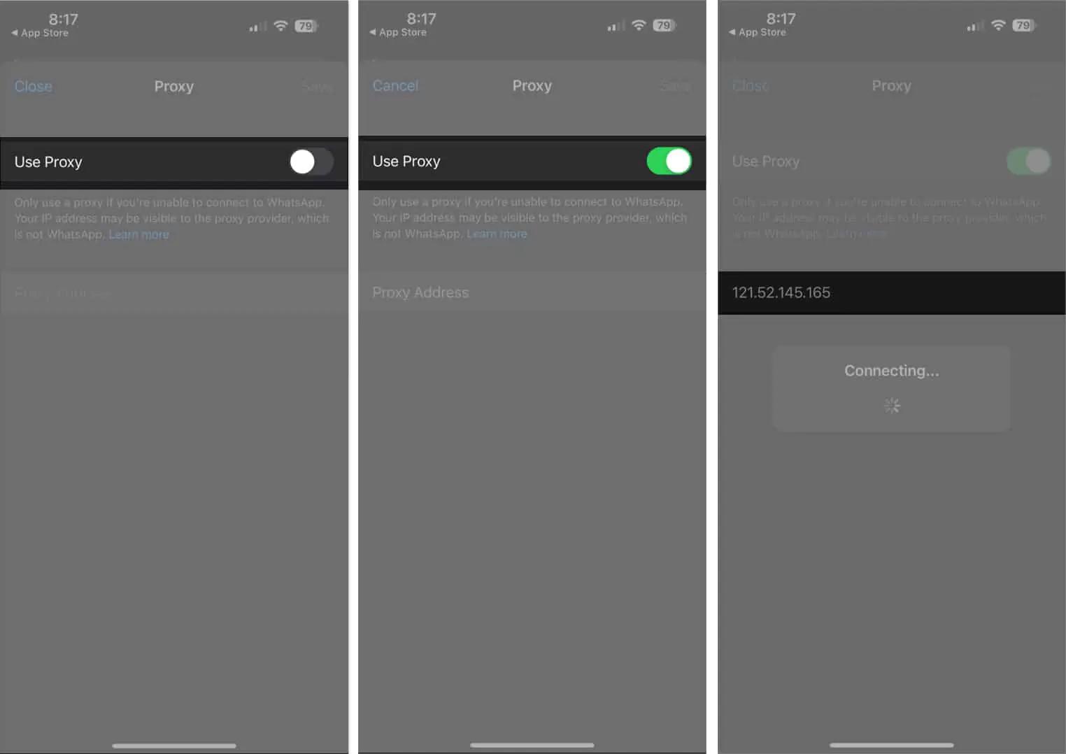 iPhone WhatsApp Proxy Kullanma