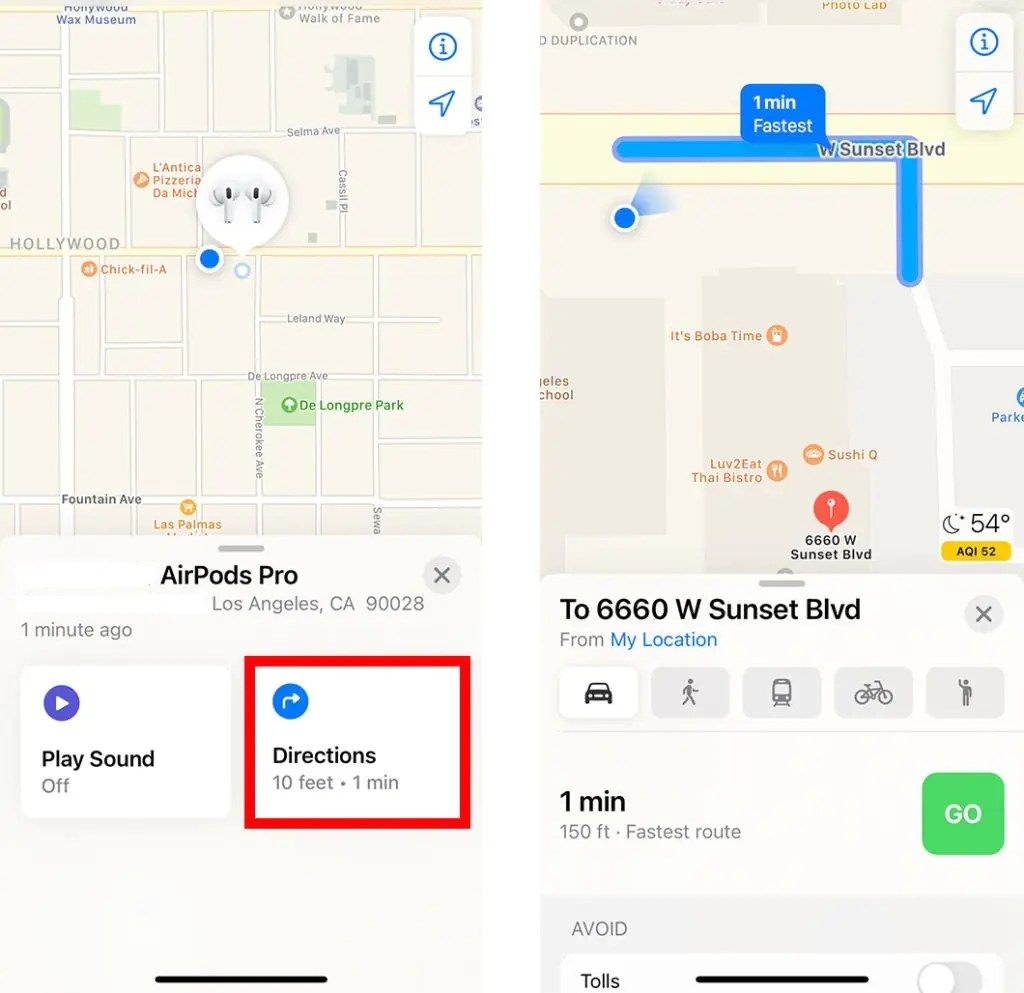 iPhone ile Kaybolan AirPods Kulaklıkları Bulma Yol Tarifi Alma