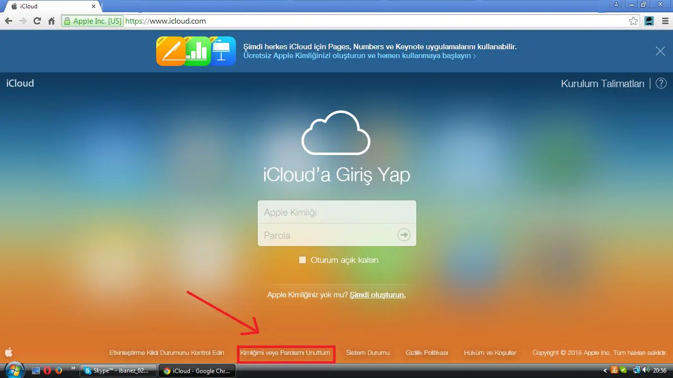 iCloud parola sıfırlama