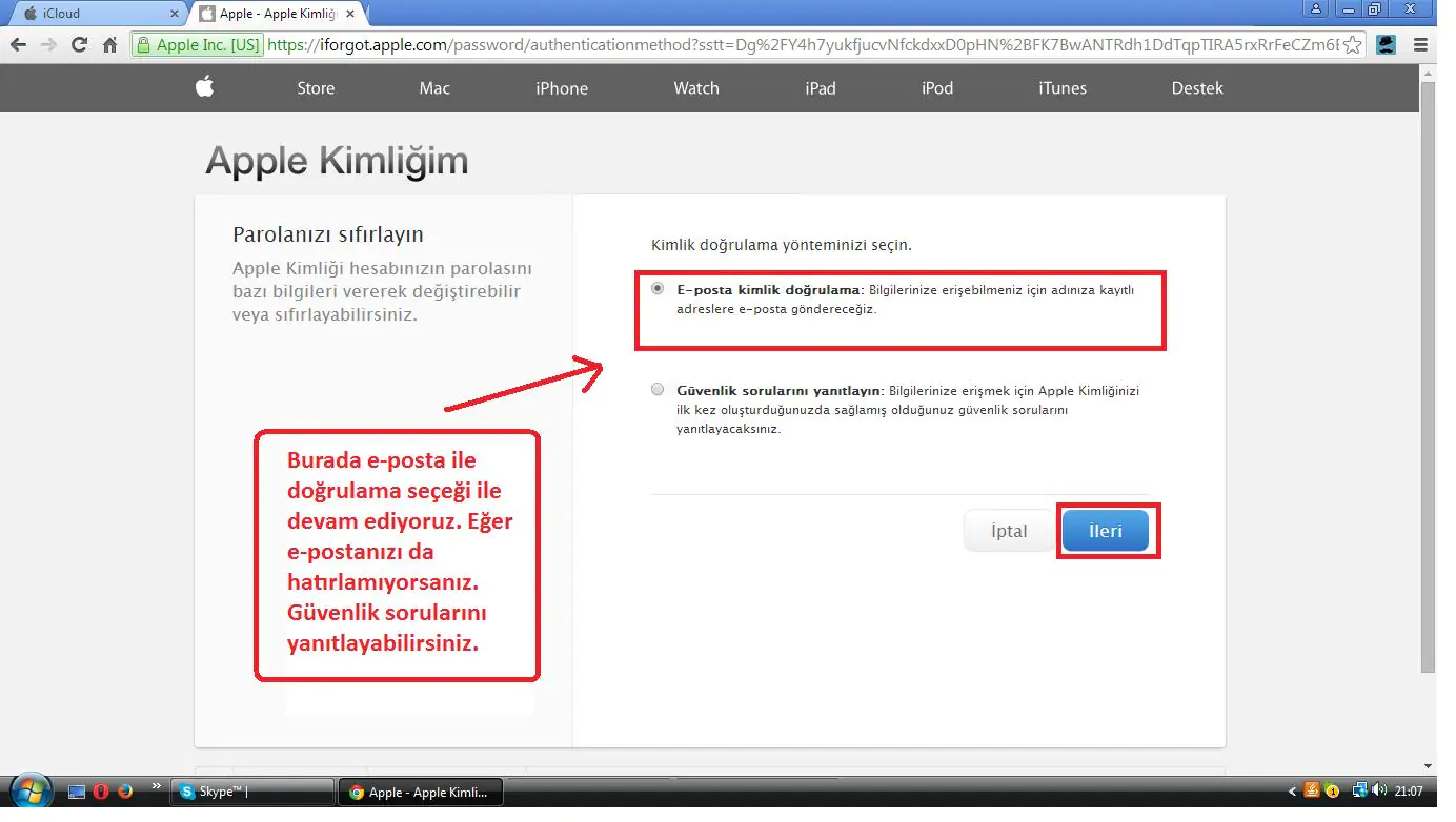 iCloud hesabı giriş