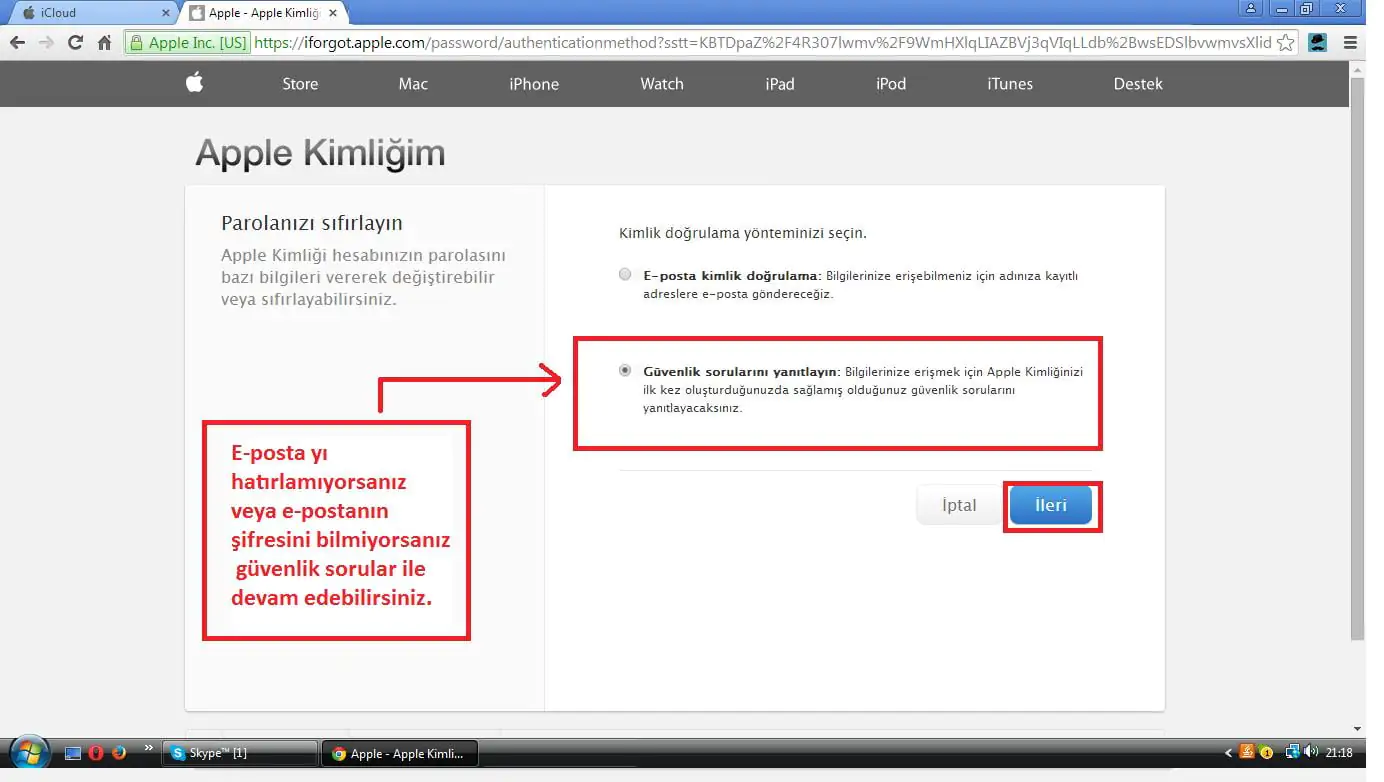 apple kimliği parolası