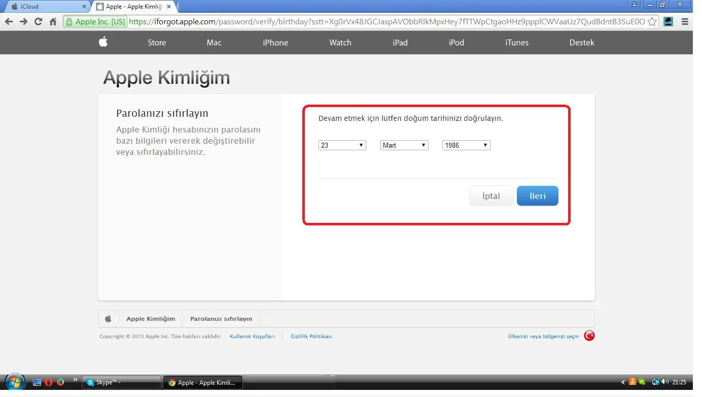 iCloud güvenlik bilgileri