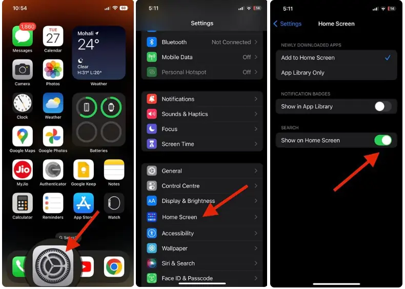 iOS 16 ana ekran düğmesini kaldırma.