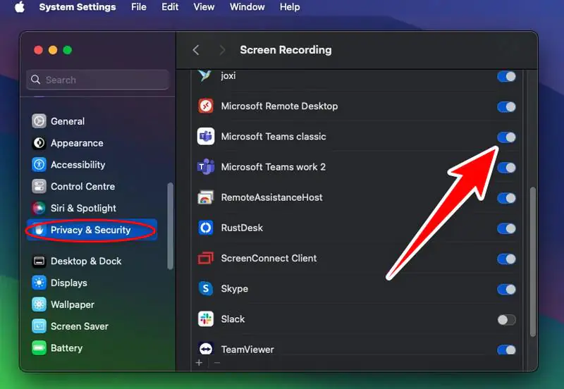 MacBook ta Teams de Ekran Nasıl Paylaşılır ayarlamaları nasıl yapabilirim