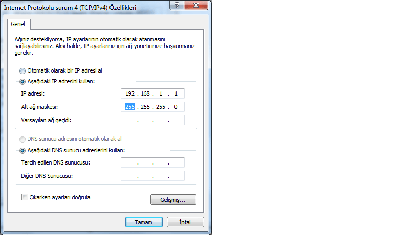 cross bağlantı ip adresi belirleme