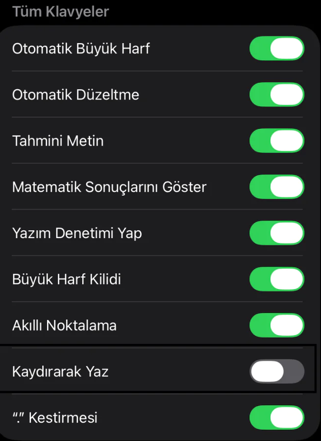 iPhone ile kaydırarak yazma