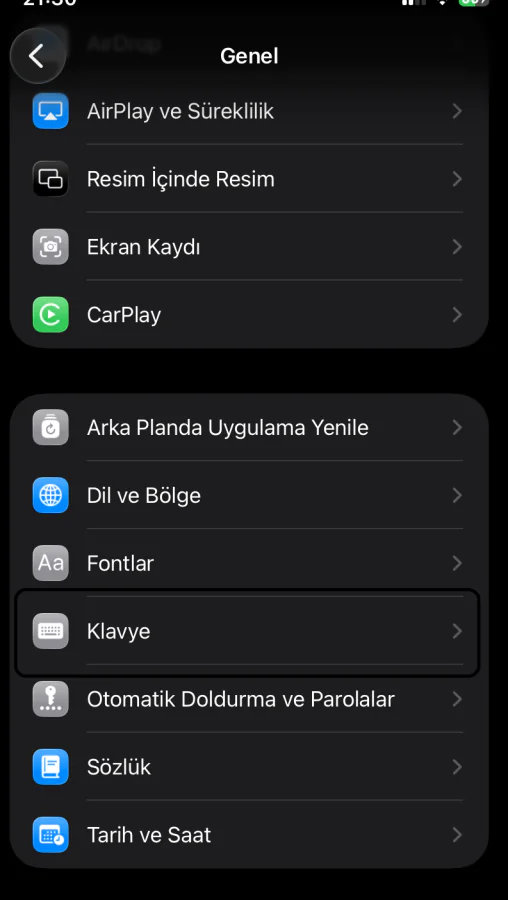 iPhone ile kaydırarak yazma