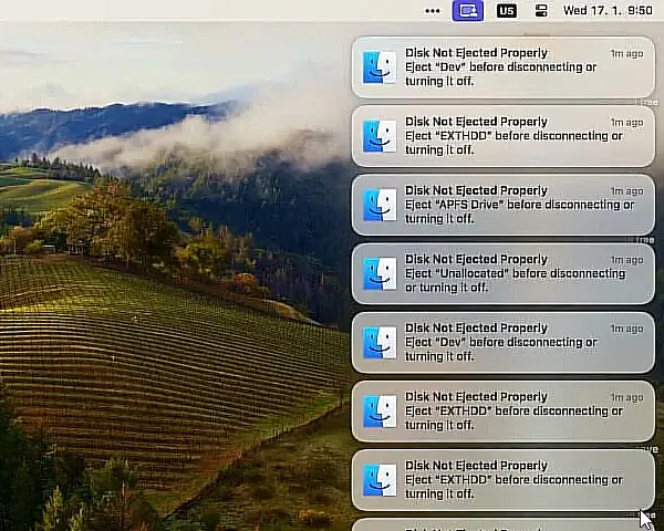 macOs “Disk Düzgün Çıkarılmadı” Bildirimlerini Temizleme Makalemiz