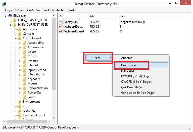 Kayıt Defteri Düzenleyicisi ile Numlock açma