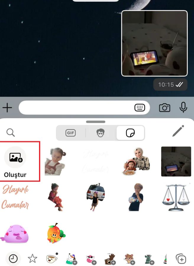 WhatsApp üzerinde videolu Sticker