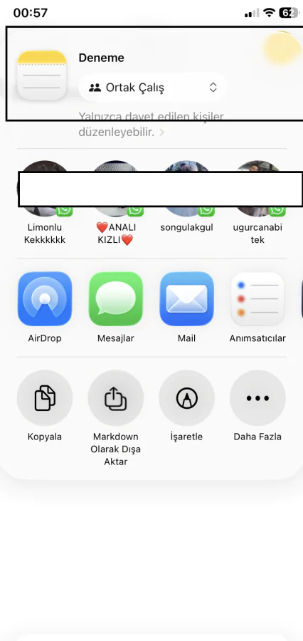 iPhone notlar uygulaması