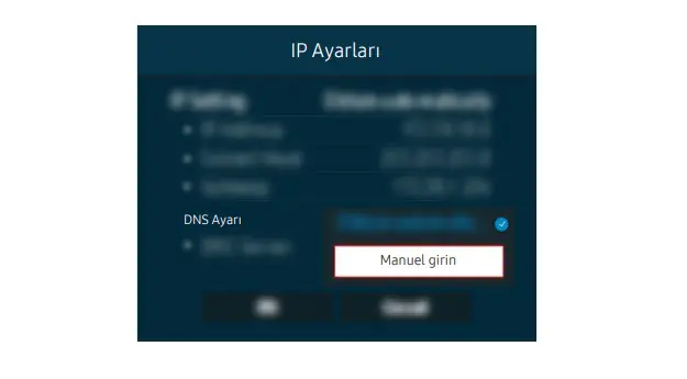 samsung smart tv ip ayarları