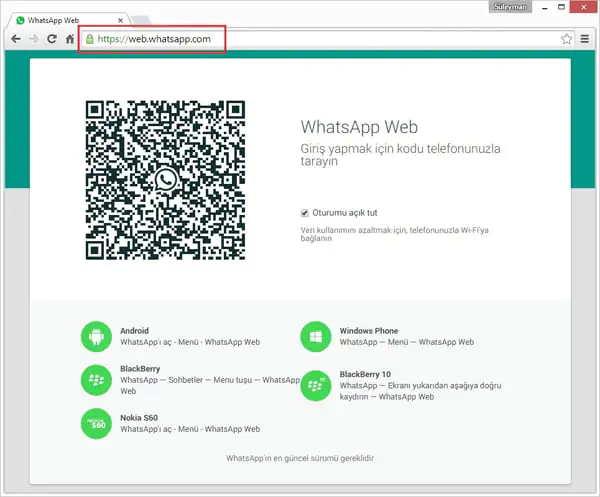 Bilgisayarda WhatsApp kullanımı
